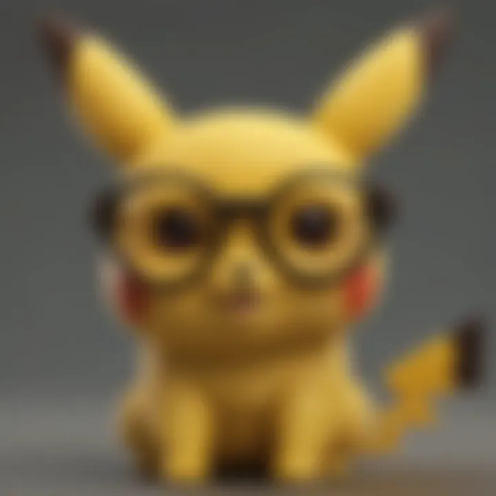 Close-up of the intricate design of Jins Pikachu glasses