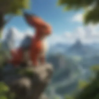 Legendary Pokemon standing proudly atop a mountain peak