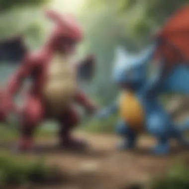 Illustration of legendary Pokemon engaging in a mystical showdown