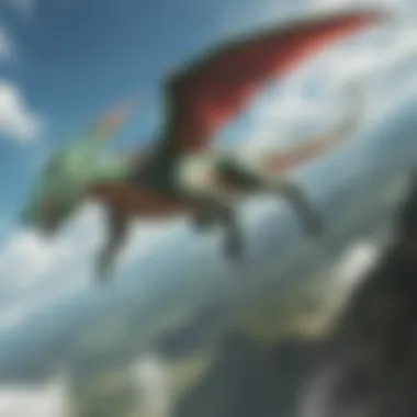 Legendary Pokemon Rayquaza soaring through the sky