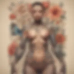 A vibrant tattoo showcasing intricate floral designs, symbolizing growth and transformation.