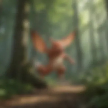 Trainer using advanced catching techniques in a lush forest setting