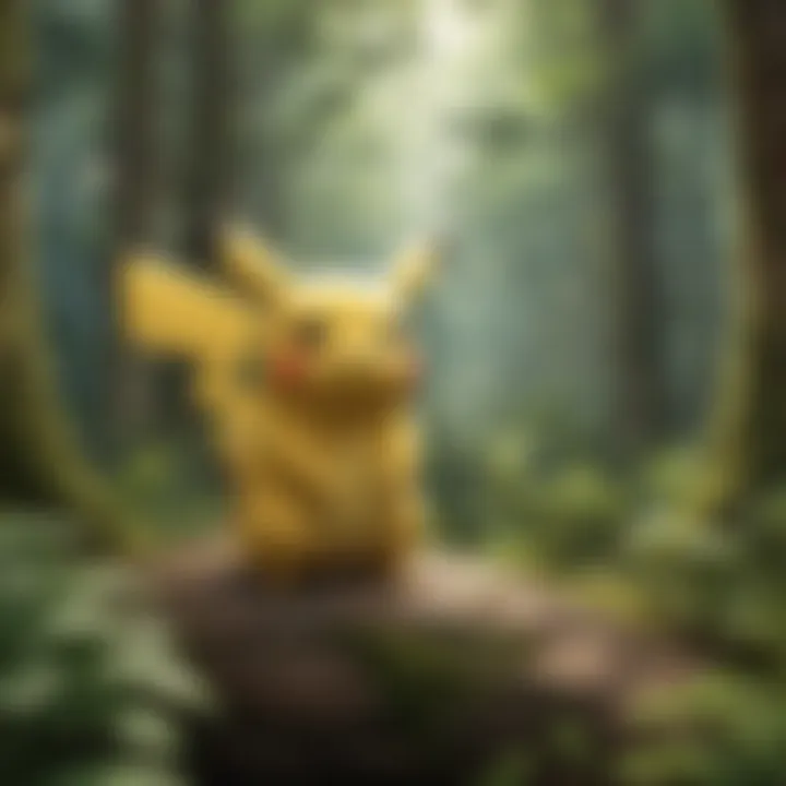 Meditative Pikachu in Tranquil Forest Setting