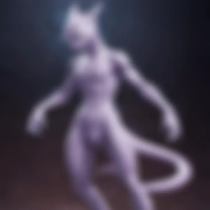 Illustration of Legendary Pokemon Mewtwo exuding mystique