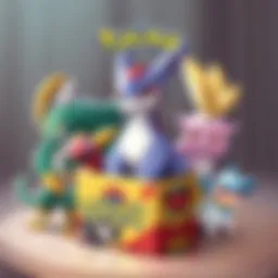 A collection of mini Pokémon booster boxes arranged aesthetically