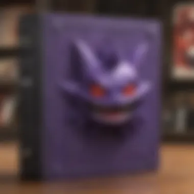 Gengar card binder collection neatly displayed on shelf