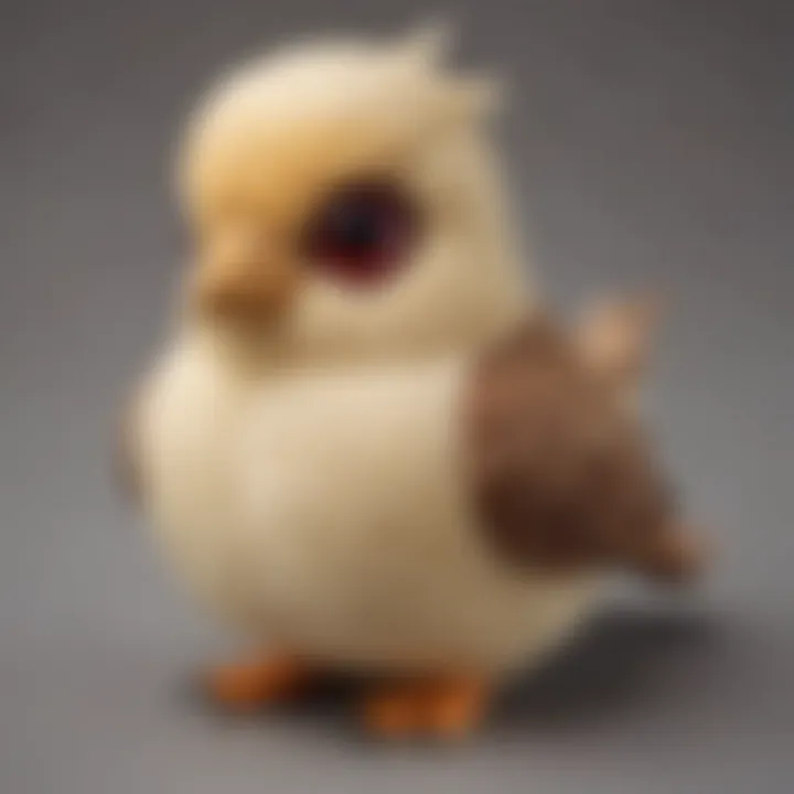 Close-Up of Intricate Stitching Details on Pidgeot Plush