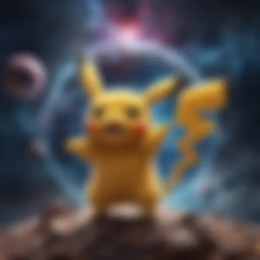 Abstract depiction of Pikachu in a cosmic universe