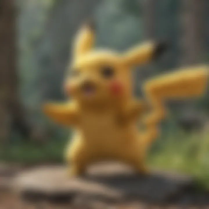 Pikachu in a dynamic battle pose, showcasing its agility and strength