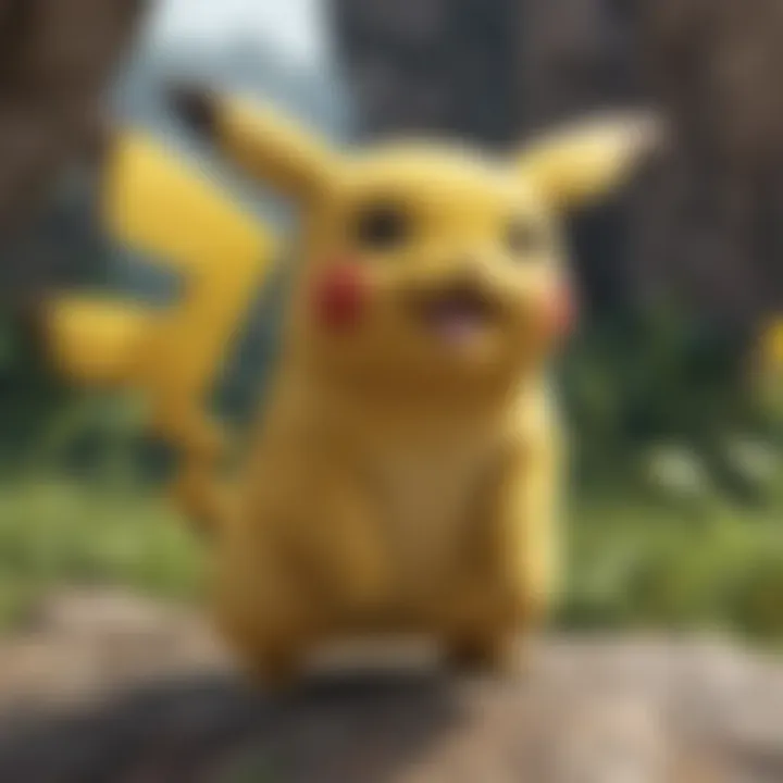 Pikachu with a focus on its cute and iconic features, capturing its charm