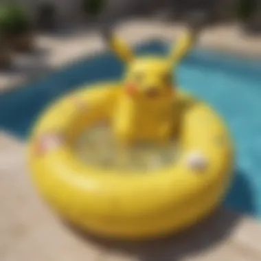 Illustration of a Pikachu-themed inflatable pool float