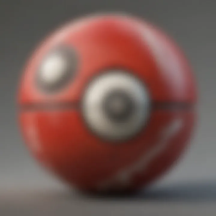 Close-up of the Pokéball Plus with a Pokémon interface display