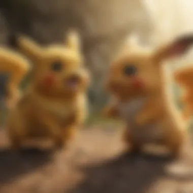 Pikachu and Eevee engaging in a fierce battle