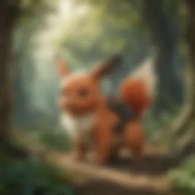 Abstract representation of a Pokemon trainer exploring a lush forest