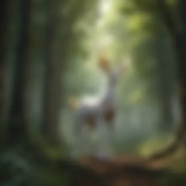 Majestic Pokemon Arceus standing in a mystical forest