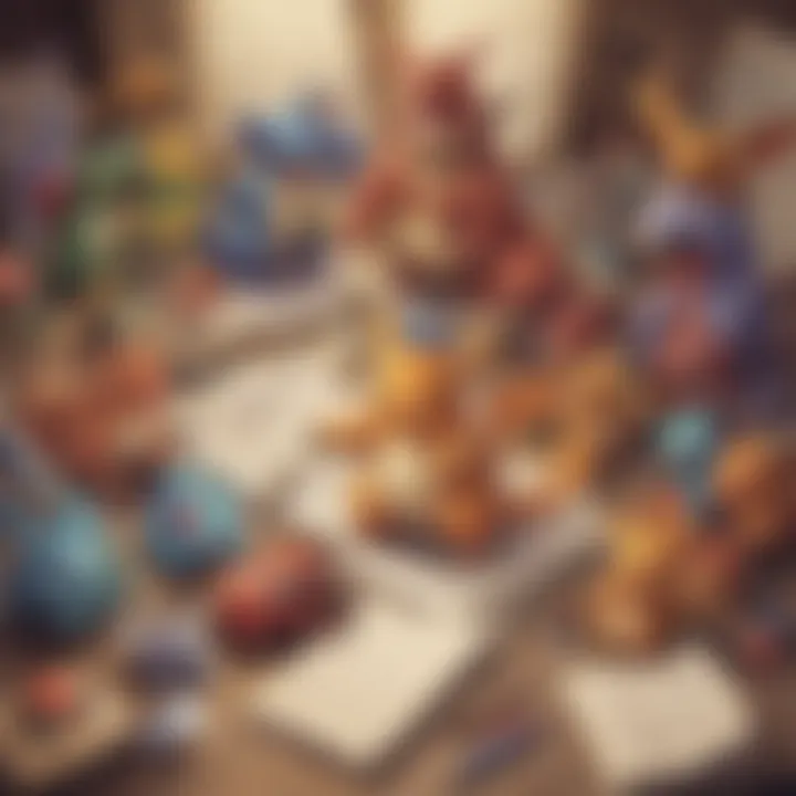 An array of vibrant Pokémon characters alongside a Notepad to illustrate gameplay strategies.