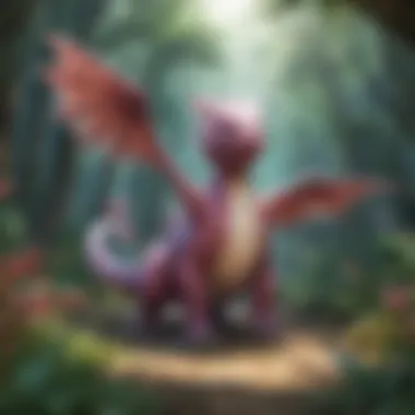 Illustration of a Mythical Pokemon in a mystical setting