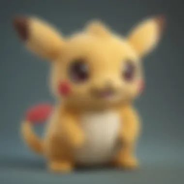 A close-up of a plush Pokemon Substitute showcasing its soft texture and vibrant colors