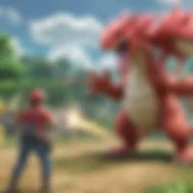 Pokemon Trainer battling a legendary Pokemon