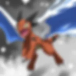 A vibrant scene showcasing a Pokémon battle in a lush environment