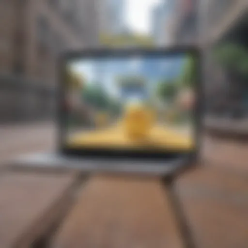 MacBook displaying Pokemon Go gameplay