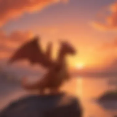 Reflective Charizard gazing at Sunset Horizon