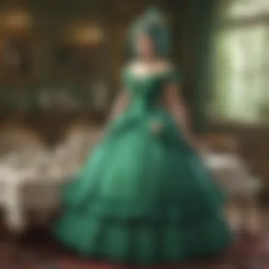 Regal Tea Party Dress in Emerald Green