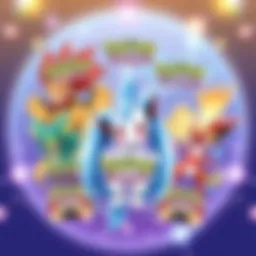 A vibrant display of Shining Fates booster packs arranged artistically