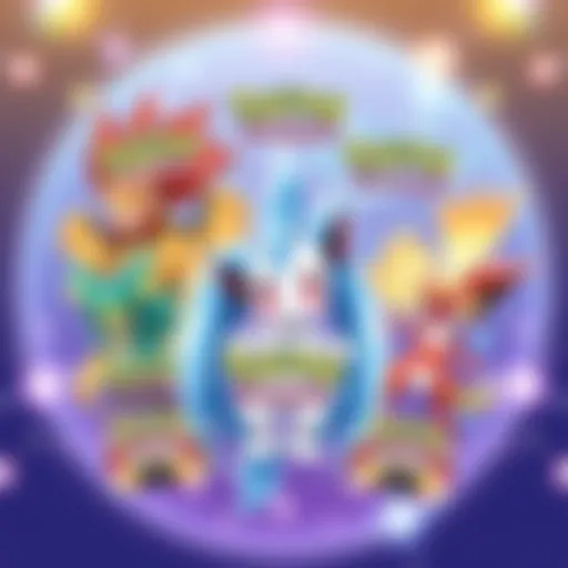 A vibrant display of Shining Fates booster packs arranged artistically