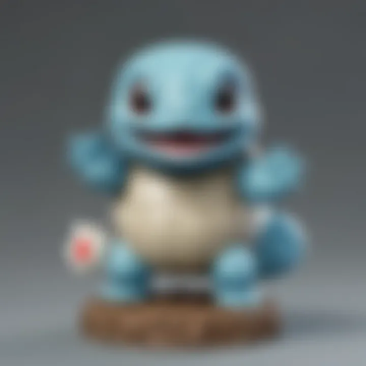 Display of the Silver Squirtle Funko Pop alongside other Pokémon collectibles.