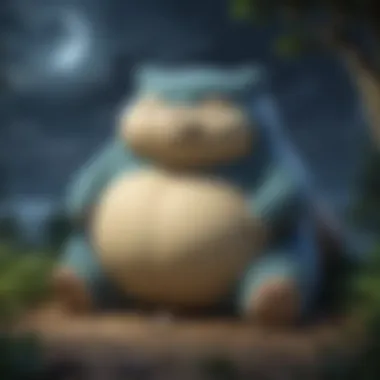 Snorlax's serene slumber under the moonlit sky