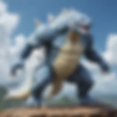 Artistic representation of Steelix V in its natural habitat within the Pokémon world