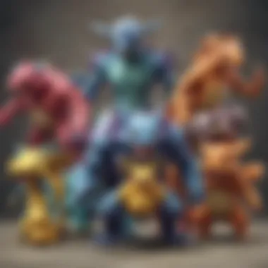 Artistic depiction of a strategic Pokemon team formation