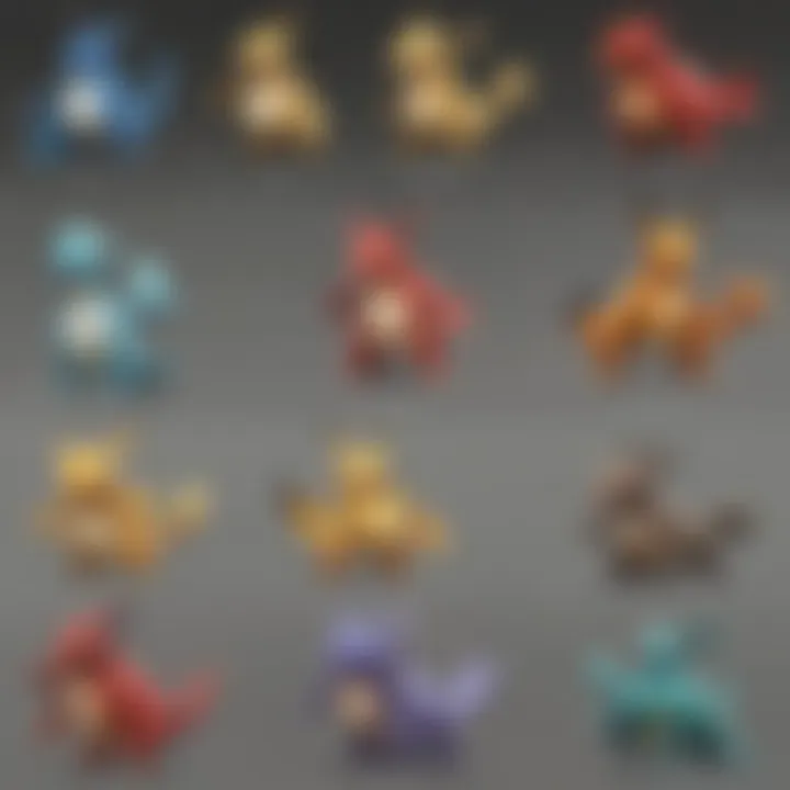 Illustration of different Pokemon types in action