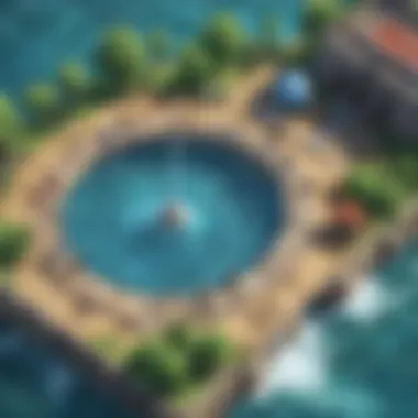 A battle scene illustrating the strategic use of water terrains in Pokémon combat.