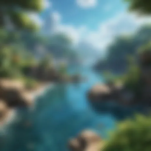 A serene Pokémon water landscape showcasing various aquatic Pokémon interacting with the environment.