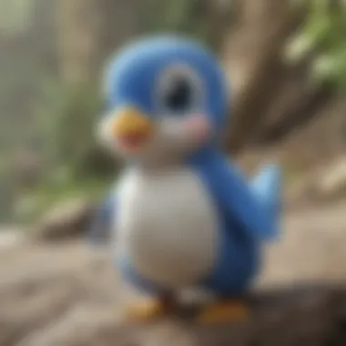 Evolution stages of Piplup displayed in a vibrant setting