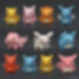 A vibrant collection of Pokémon Minior plush toys displayed in a cozy setting, highlighting their unique designs.