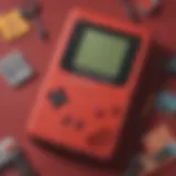 Vintage red Game Boy Color console showcasing its iconic design.
