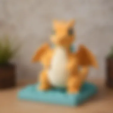 Dragonite Plush in a Collector's Display A collector's shelf displaying Dragonite plush alongside other Pokémon merchandise