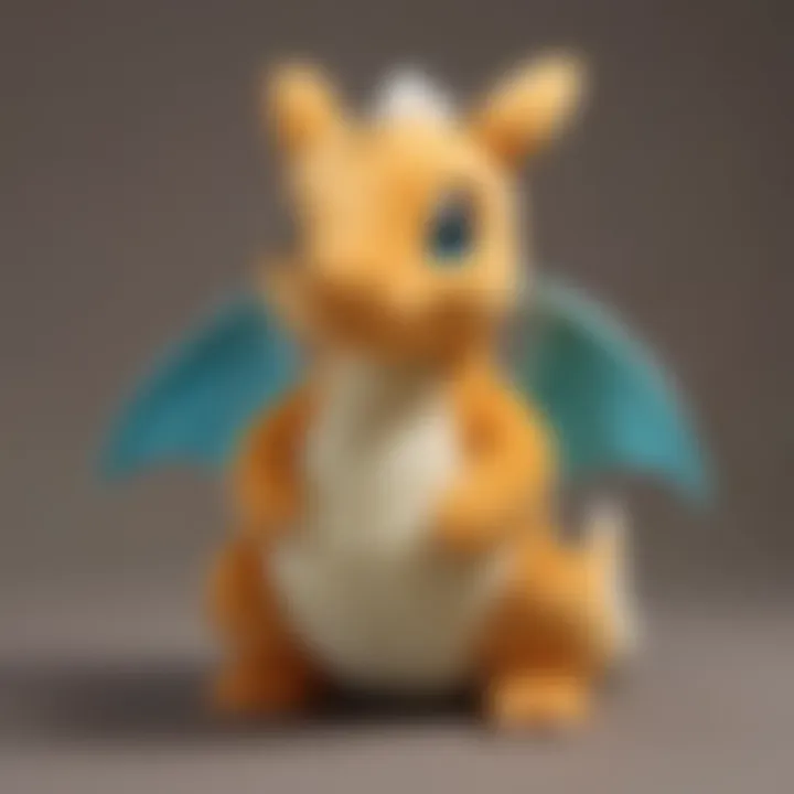 Close-up of the soft materials used in Dragonite plush creation