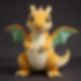 A vibrant Dragonite plush toy showcasing intricate design details