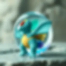 A collection of rare Pokemon marbles displayed in a showcase