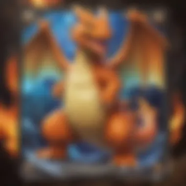 Close-up of a holographic Charizard card showcasing its unique attributes