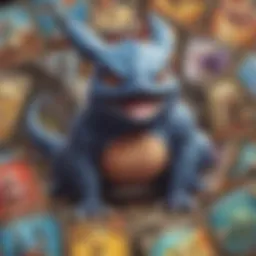 A vibrant display of various Pokemon trading cards showcasing rarity and types.