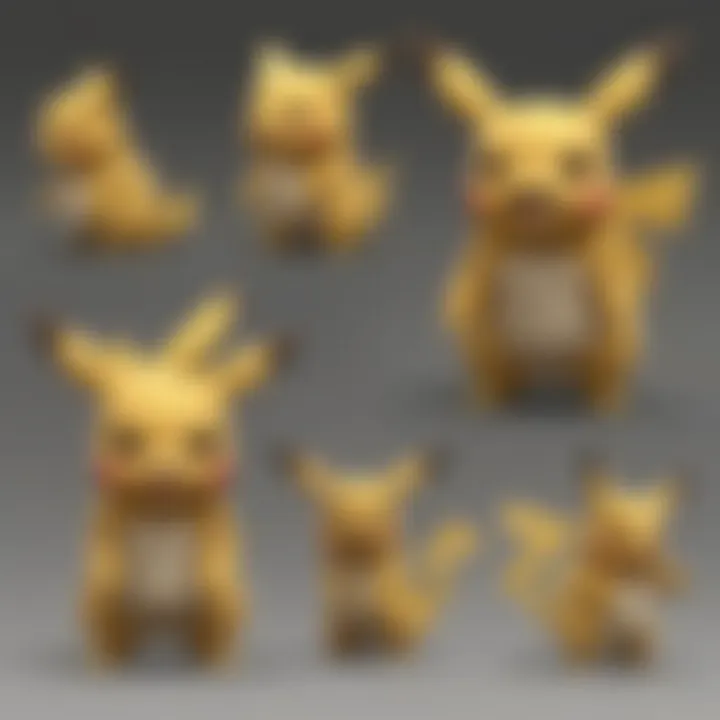 A timeline illustration depicting Pikachu's evolution through different Pokémon games.