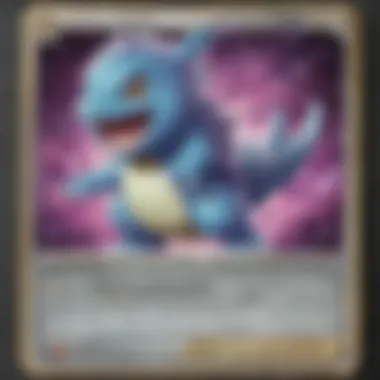 A close-up view of a rare Pokémon card showcasing its unique holographic feature.