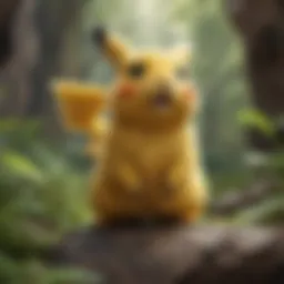 A vibrant illustration of a Pika pet in a lush Pokémon world