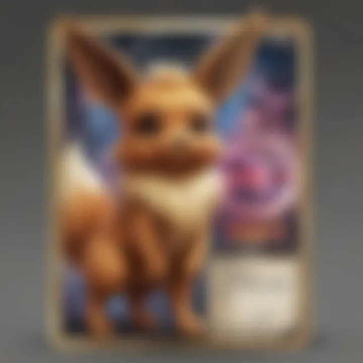 Illustration of a modern Eevee Pokemon card with unique color palette and style