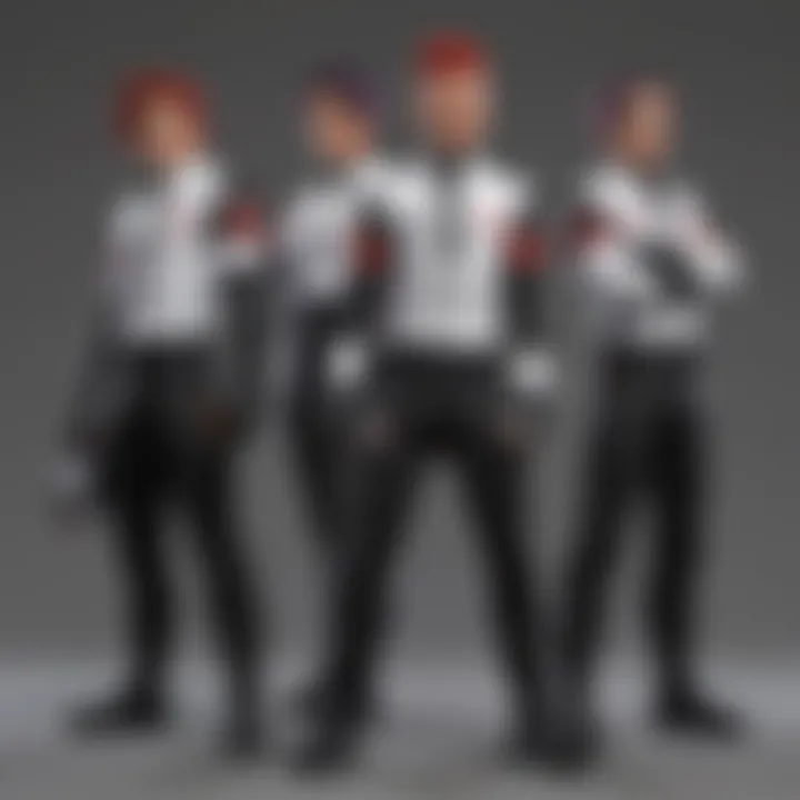 Two Team Rocket members in full costume standing dramatically